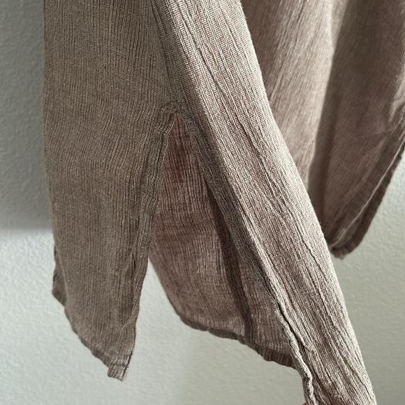 Eileen Fisher Petite Tunic Shirt Sz PM Organic Cotton 3/4 Sleeve Brown - Picture 5 of 9